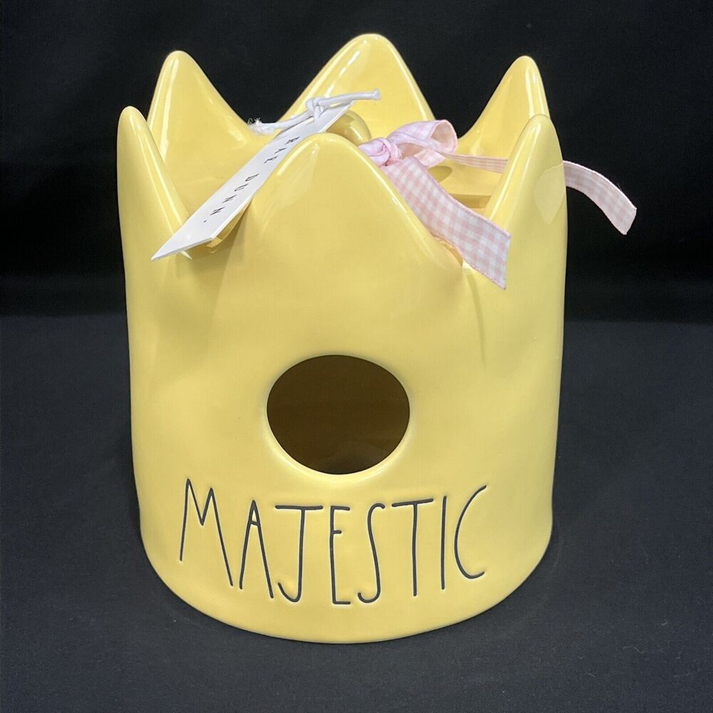 Rae Dunn by Magenta Crown MAJESTIC Birdhouse Yellow NWT 6 inch Tall